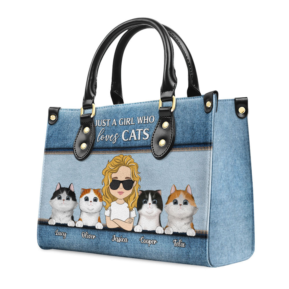Just A Girl - Personalized Custom Leather Handbag for Fur Baby Lovers