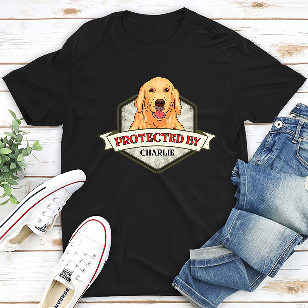 Protected By Dogs Ver 2 - Personalized Custom Unisex 5.3 oz T-Shirt for Pet Lovers