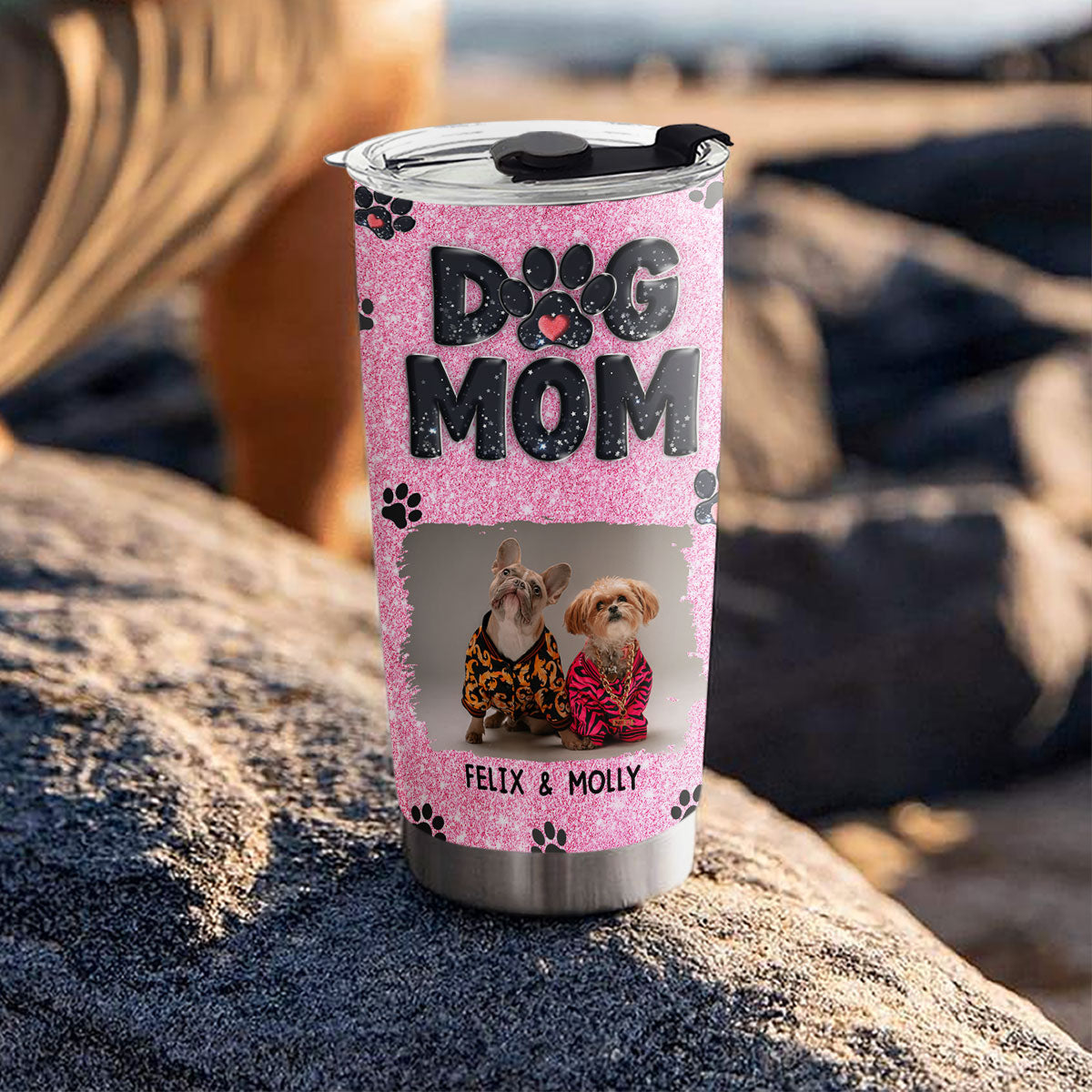 Exquisite Personalized Custom Tumbler - Lovely Dog Mom Blink Photo