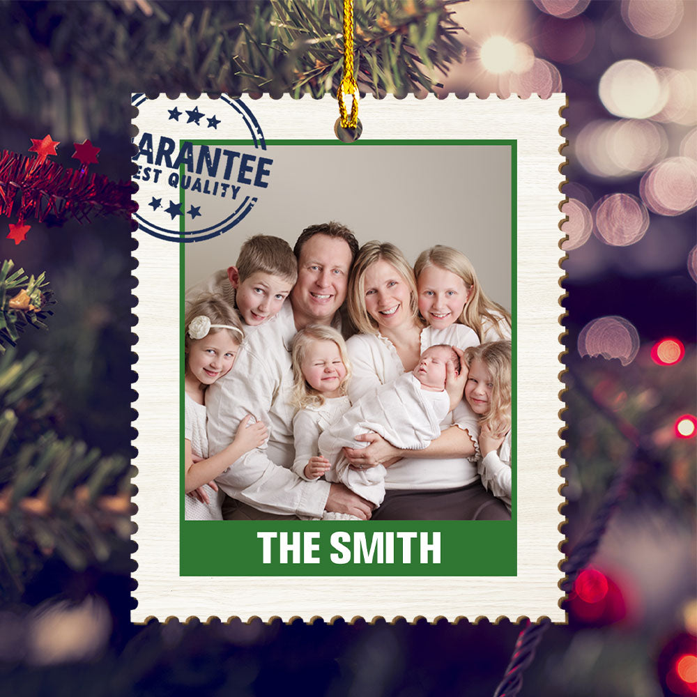 Personalized Custom 1 - layered Wood Photo Stamp Christmas Ornament
