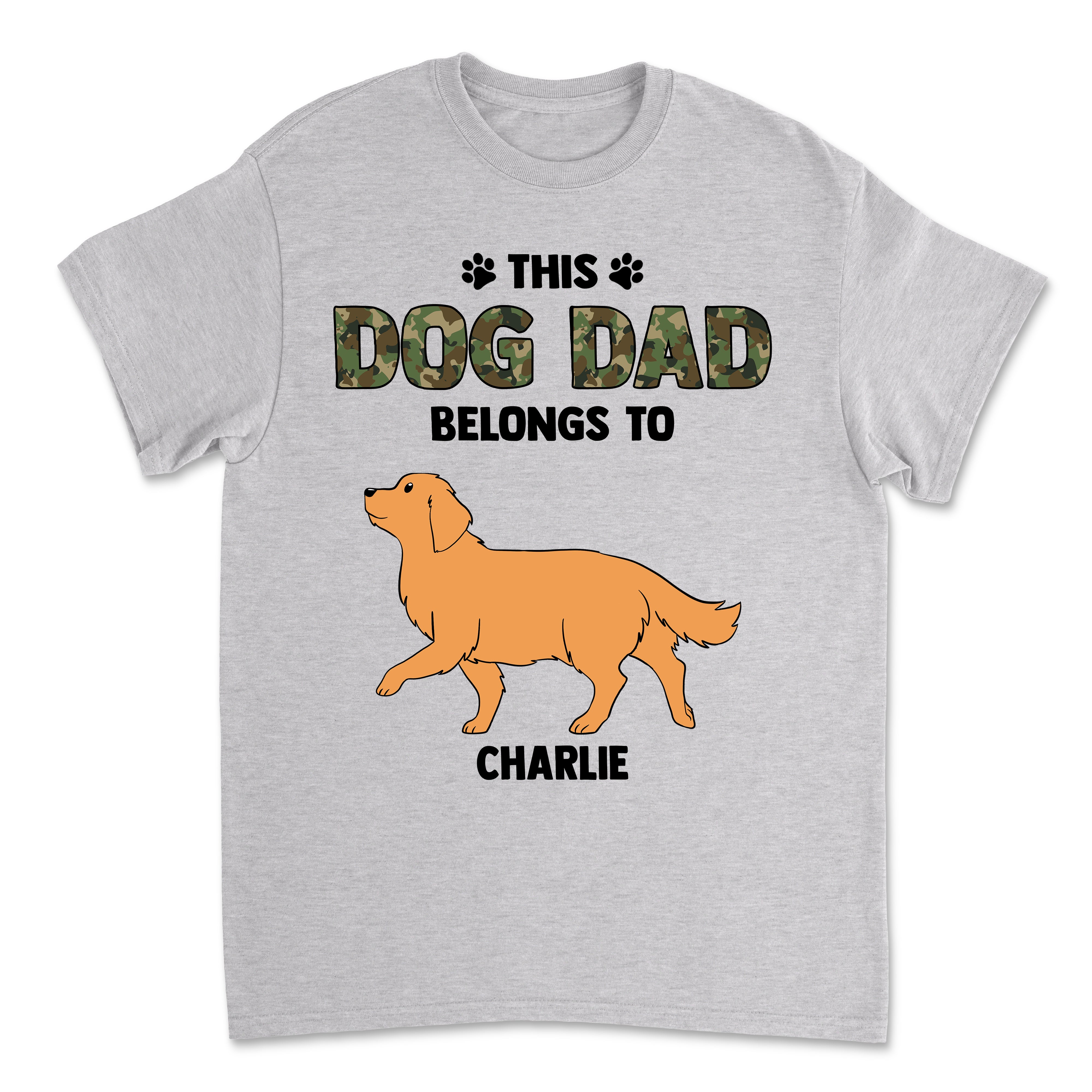 Dad Belongs To Dog - Personalized Custom Unisex 5.3 oz Heavy Cotton T-shirt
