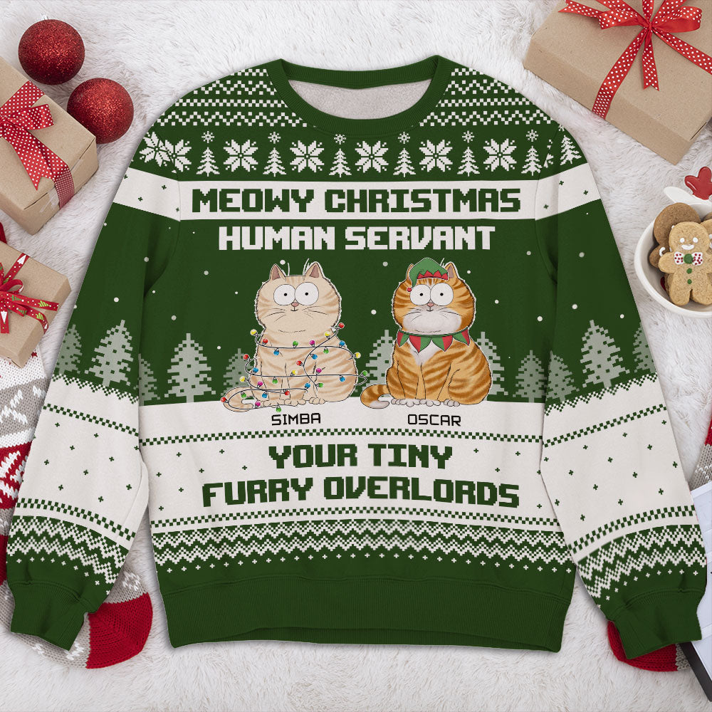 Personalized Custom All-Over-Print Sweatshirt: Your Tiny Furry Overlords - Ideal Gift for Pet Lovers