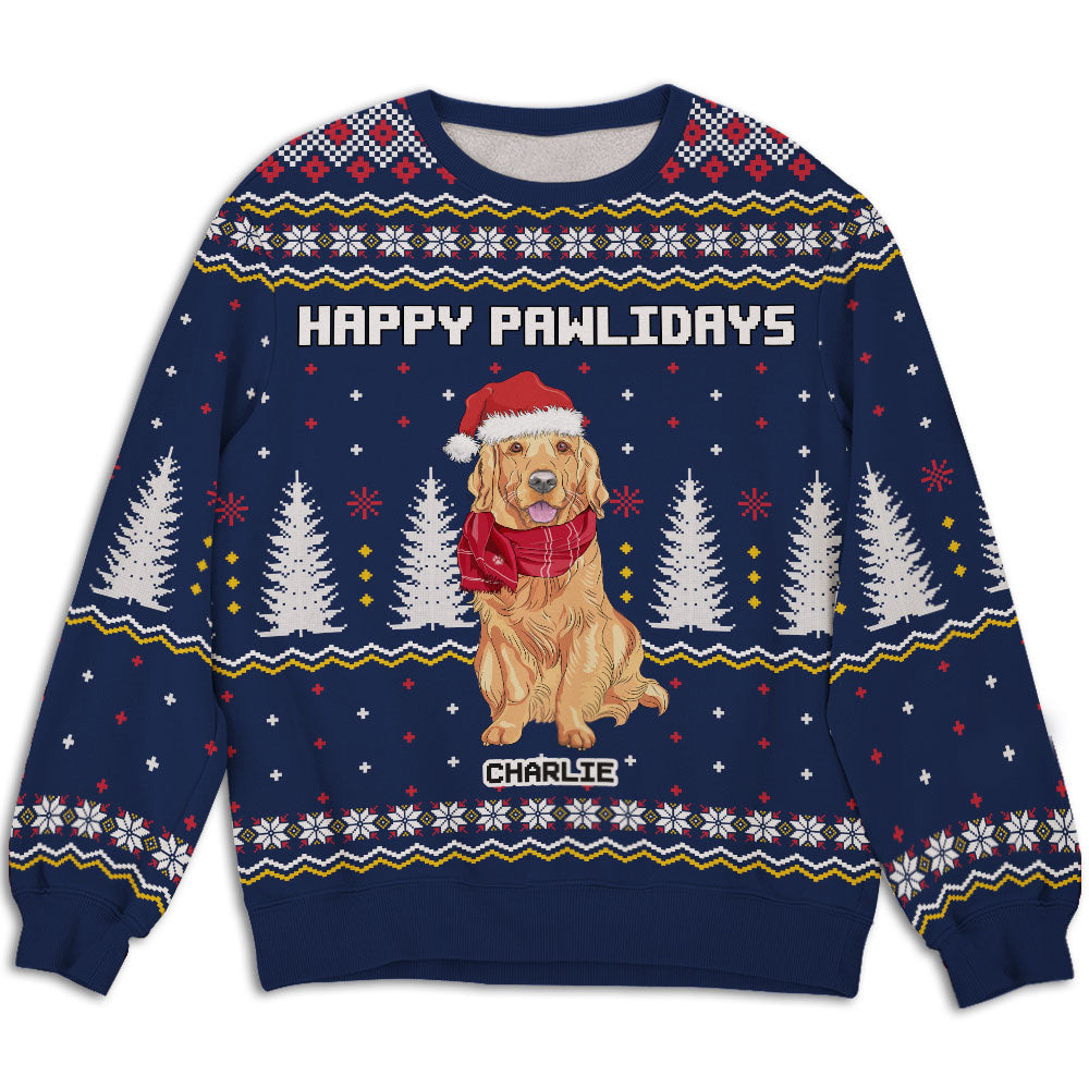 Christmas Pet Pattern - Personalized Custom All-Over-Print Unisex 8.8 oz Polyester Blend Sweatshirt