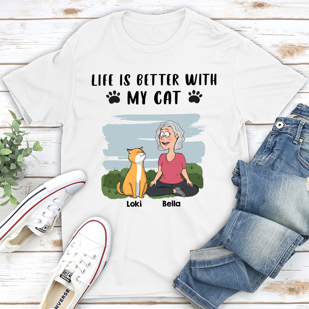 Life Is Better With Cats - Personalized Custom Unisex 5.3 oz T-shirt for Pet Lovers