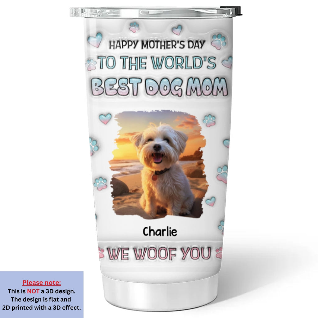 I Woof You Best Chibi Dog Mom Personalized Custom 3D Inflated Effect 20oz Stainless Steel Tumbler for All Occasions