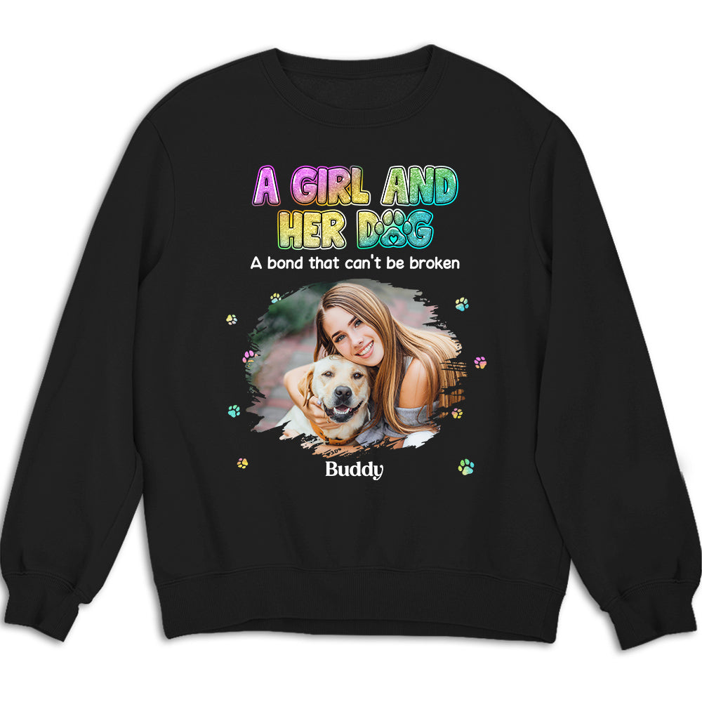 Personalized Custom A Girl And Her Dog Photo Unisex 8.0 oz Sweatshirt - Ideal Gift for Pet Lovers
