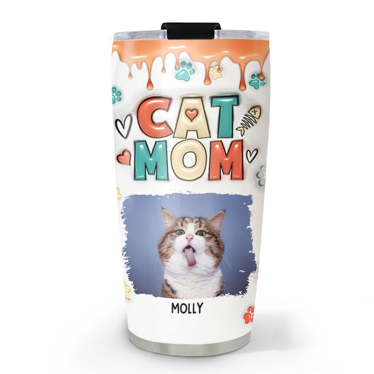 Adorable Customized 3D Inflated Effect Tumbler for Cat Moms with Personalized Photos