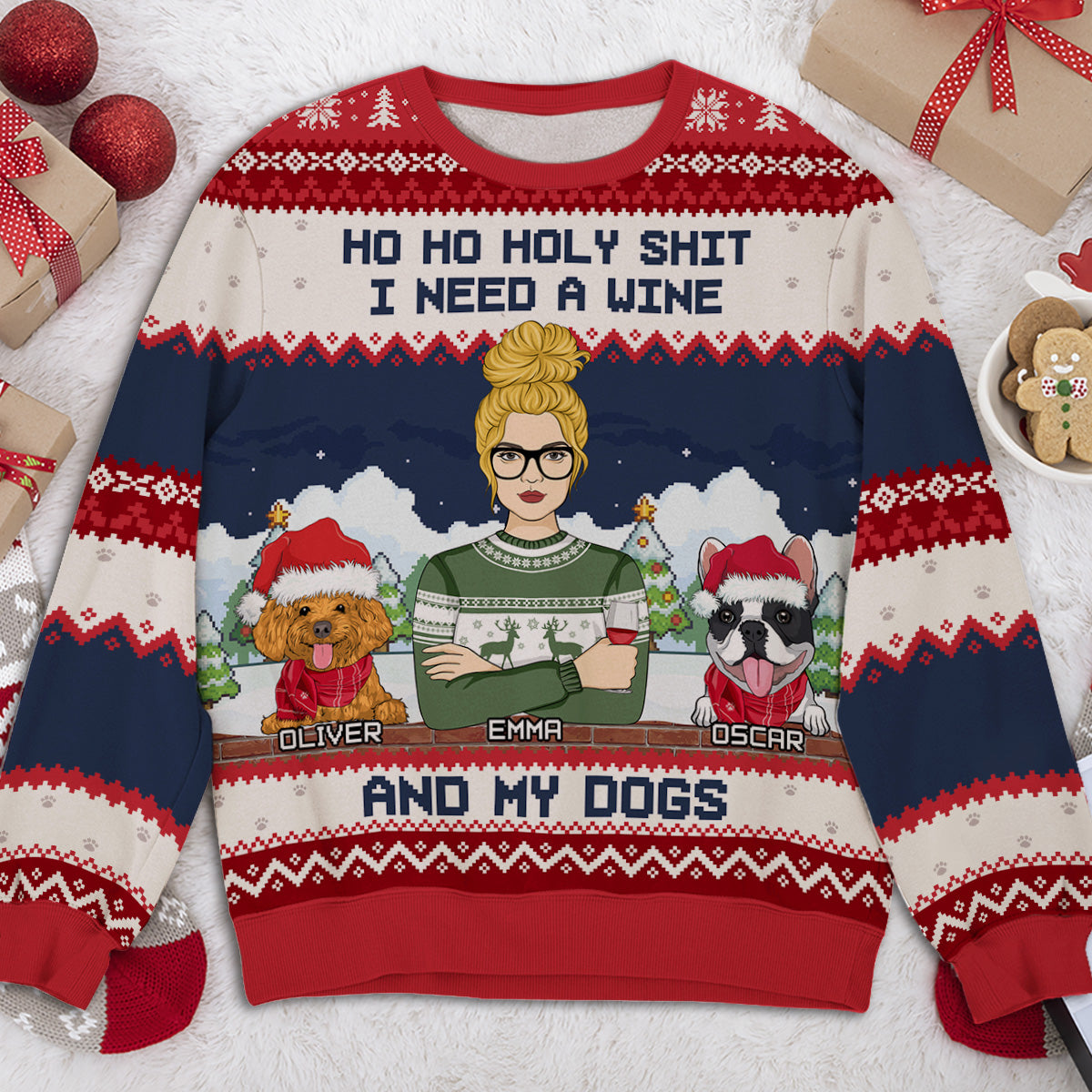 Personalized Custom All-Over-Print 'I Need Beers And My Dogs' Sweatshirt - Ideal Gift for Dog Lovers