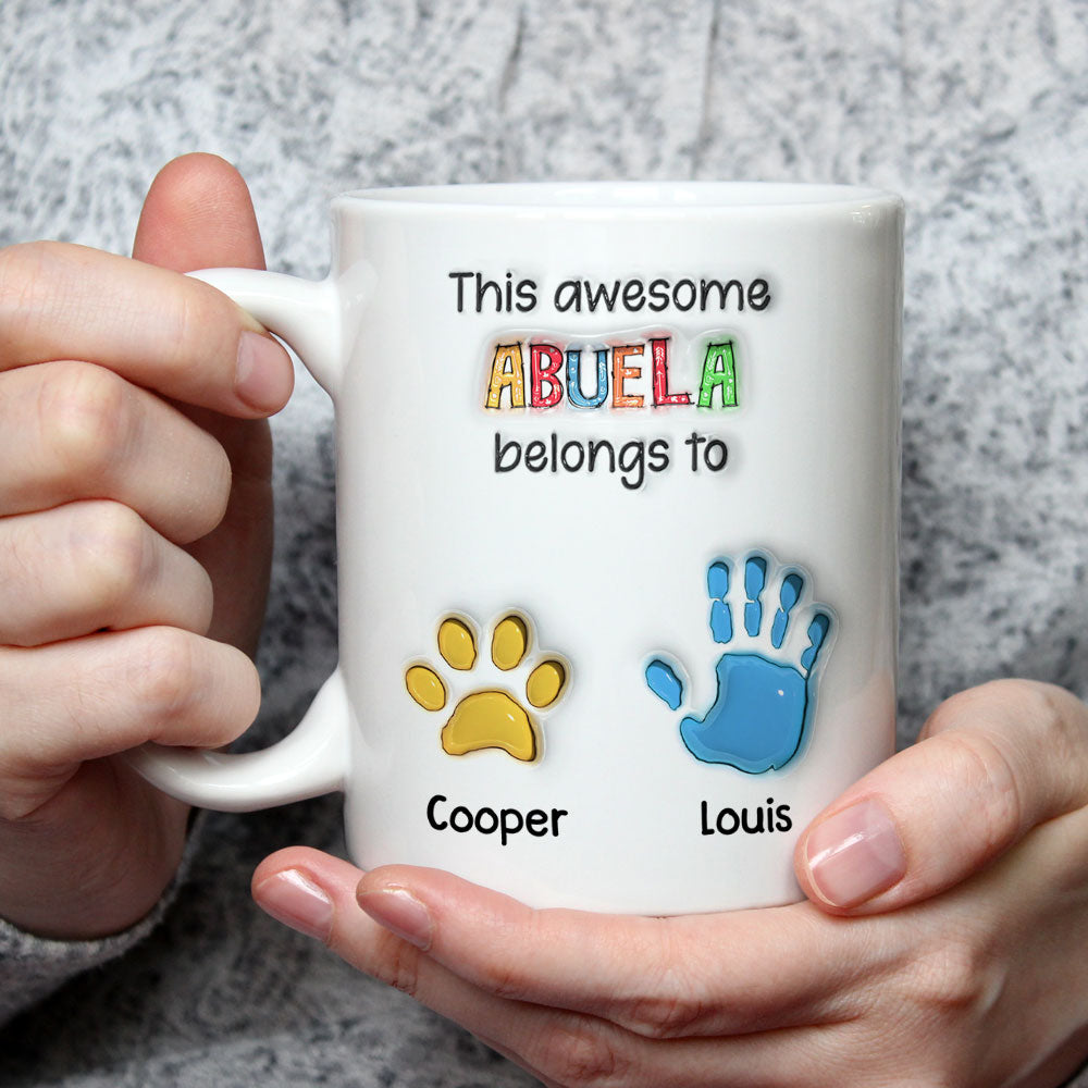 This Awesome Nana Belongs to Us - Personalized Custom 3D Inflated Effect 11oz/15oz Ceramic Mug