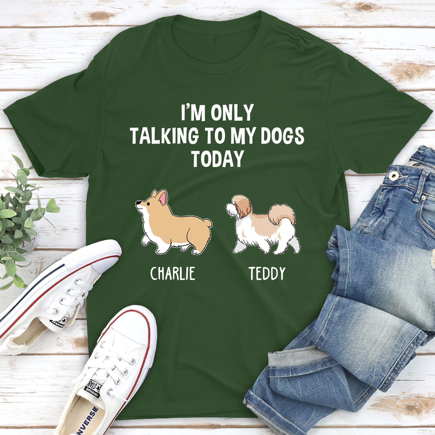 Only Talk To My Dog - Personalized Custom Unisex 5.3 oz T-shirt for Pet Lovers