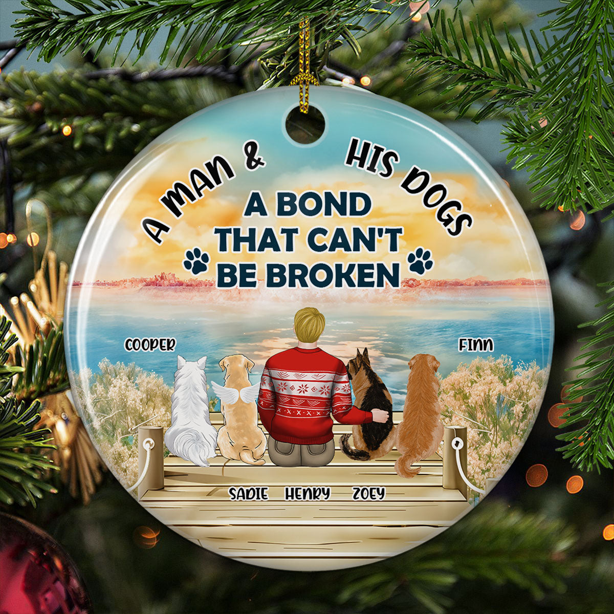 The Unbreakable Bond: Personalized Custom Ceramic Christmas Ornament for Girls and Their Dogs