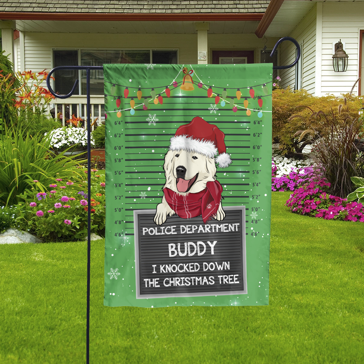 Dog Offence Christmas - Personalized Custom Christmas Garden Flag for Lawn Decor - 12' x 18', 28' x 40'
