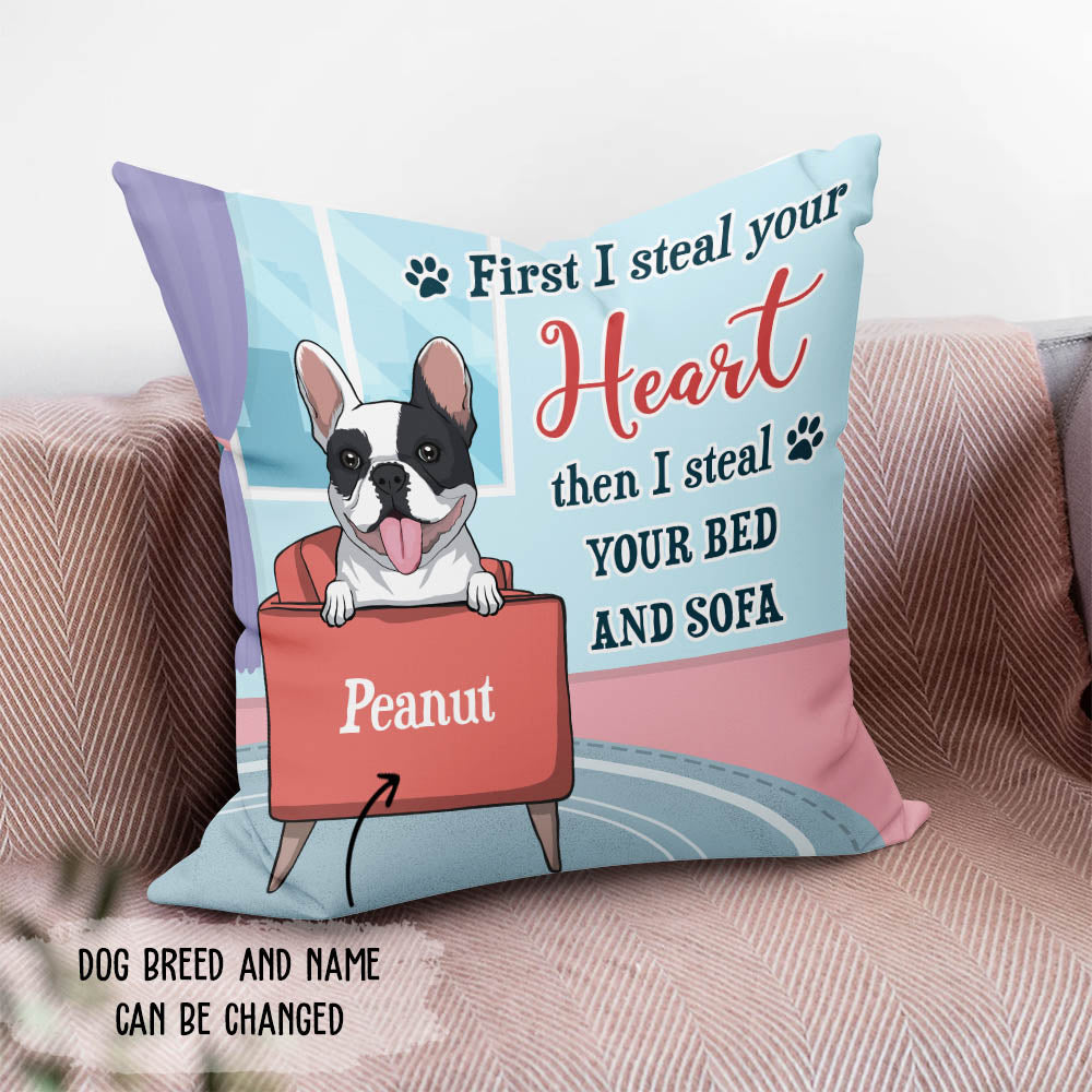 Steal Your Heart - Personalized Custom Linen Throw Pillow in 12' x 12' and 18' x 18' Sizes