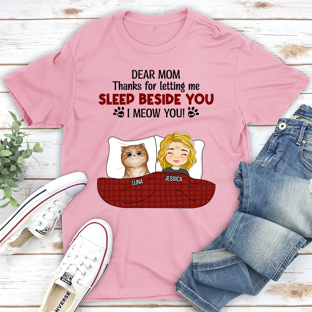 Sleeping Beside You - Personalized Custom Unisex T-shirt for Pet Lovers