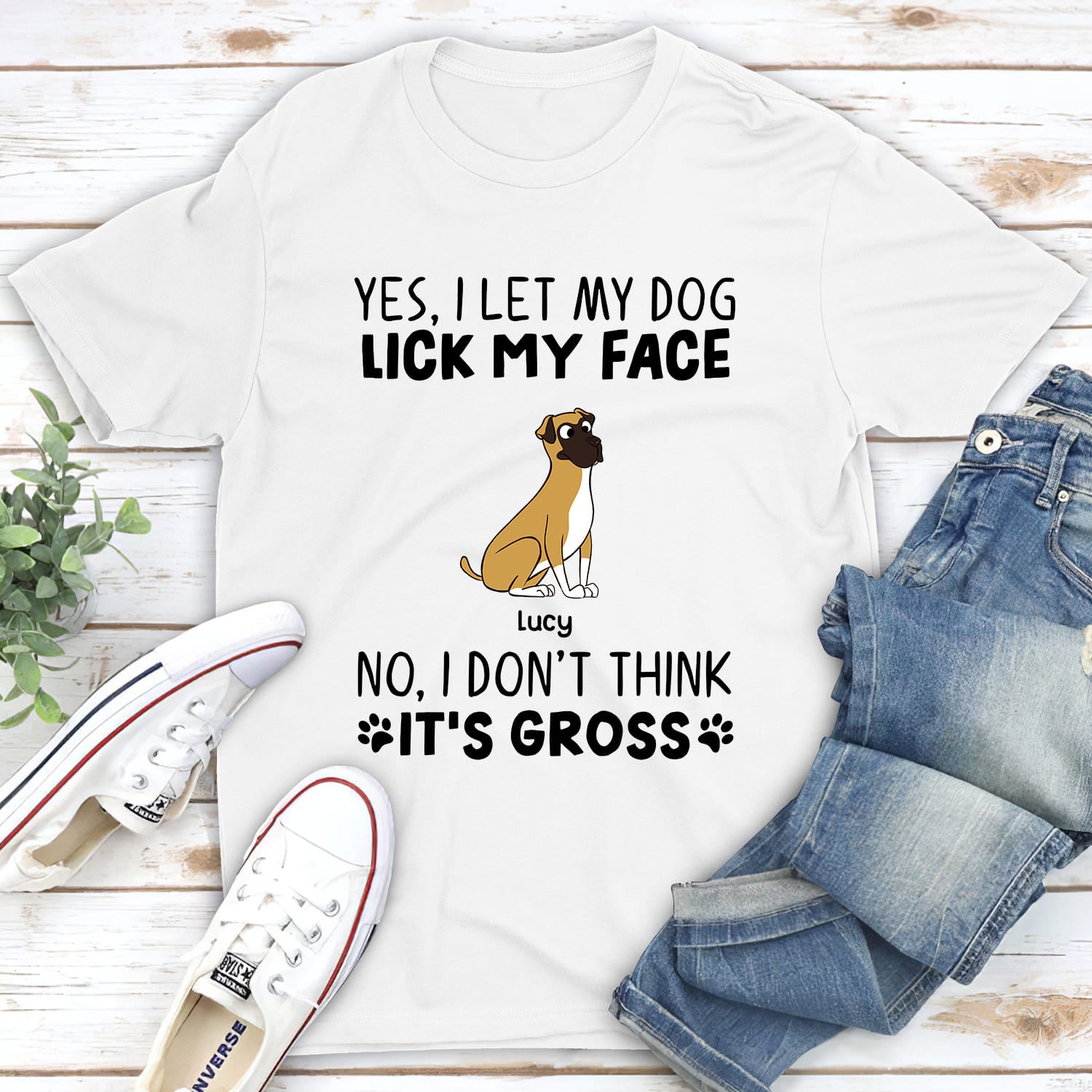 Let Dog Lick - Personalized Custom Unisex 5.3 oz T-shirt for Pet Lovers