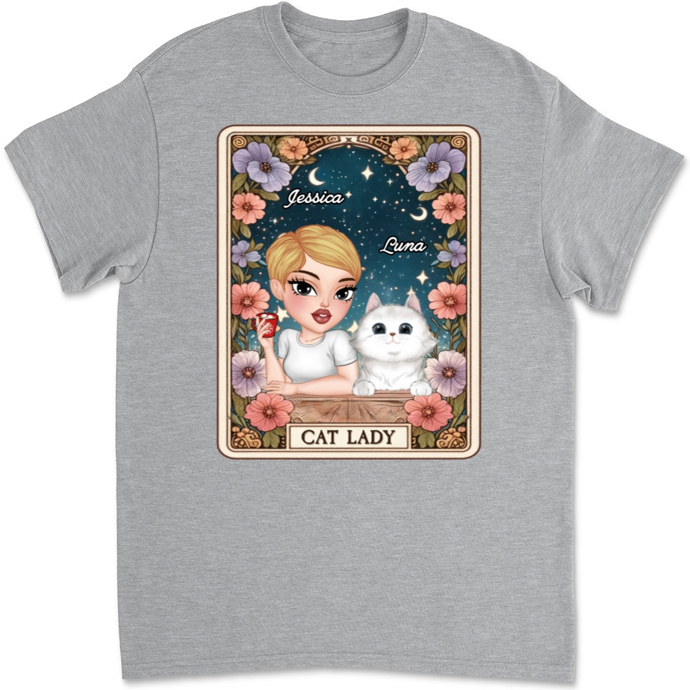 Customizable Cat Lady Tarot Unisex T-Shirt - Ideal Gift for Pet Lovers