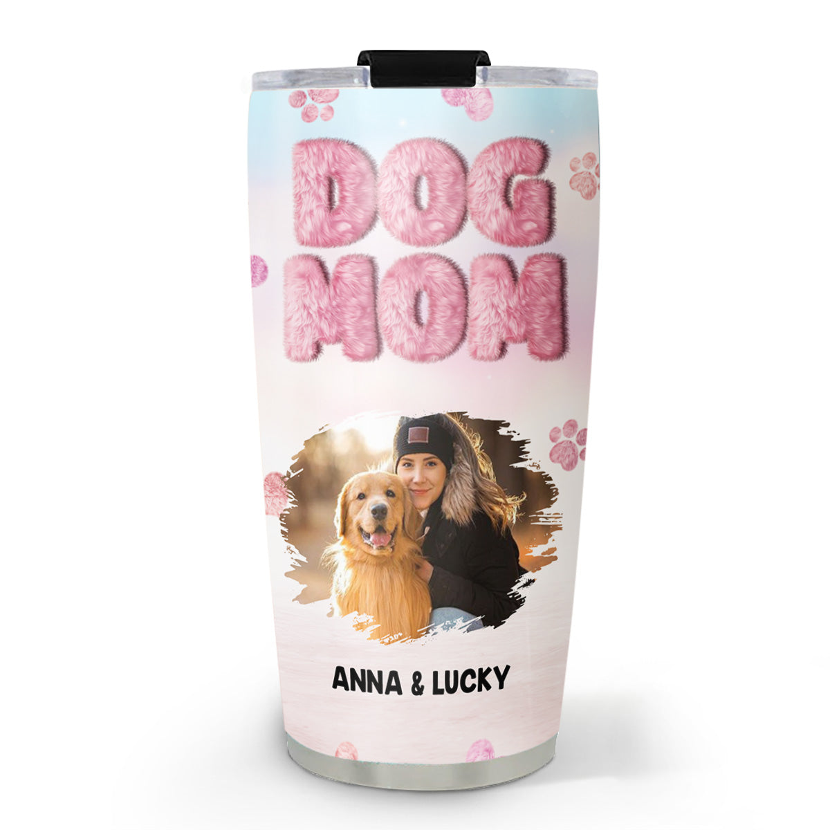 Personalized Custom Fluffy Dog Mom Photo Tumbler - 20oz High - Quality Stainless Steel