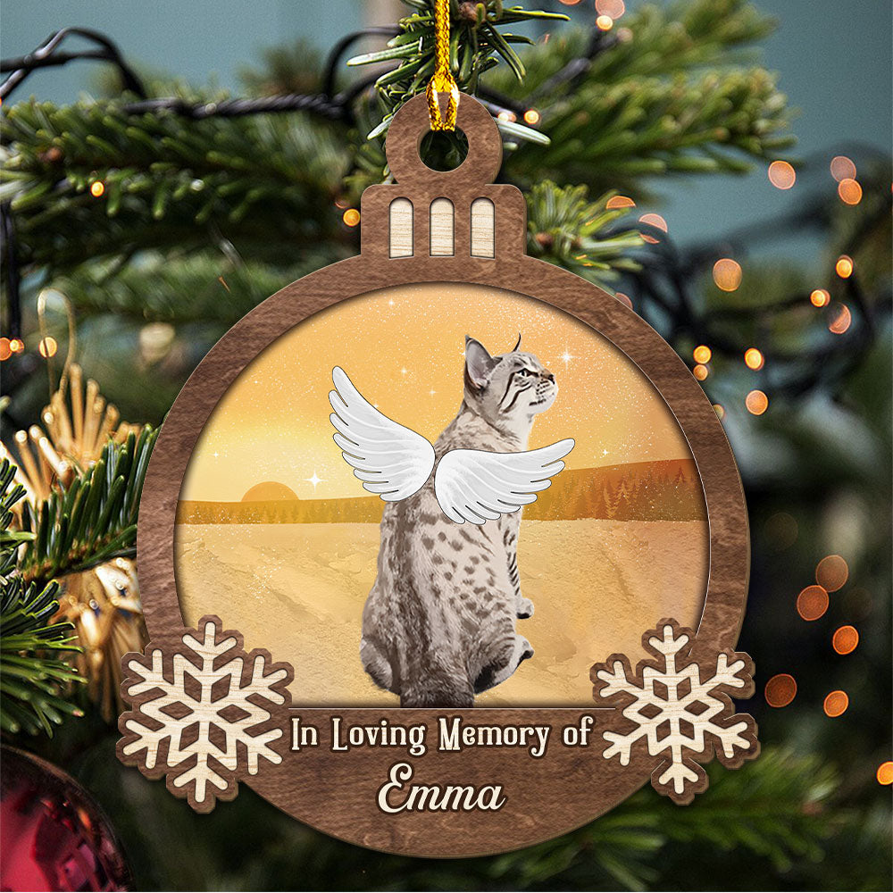 Heavenly Personalized Custom 1-layered Wood Ornament for Loving Memory - Ideal Gift for Pet Lovers