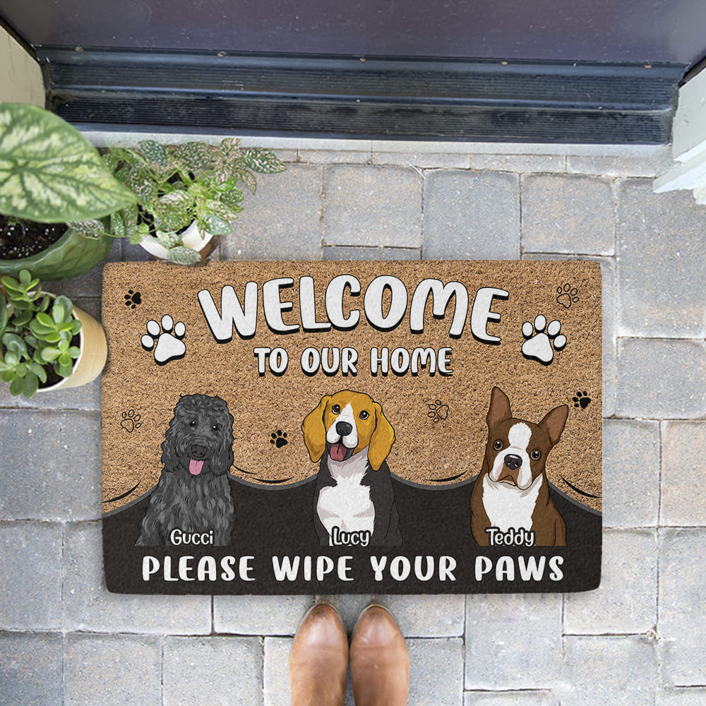 Personalized Custom 'Please Wipe Your Paws' Doormat with Dog's Picture