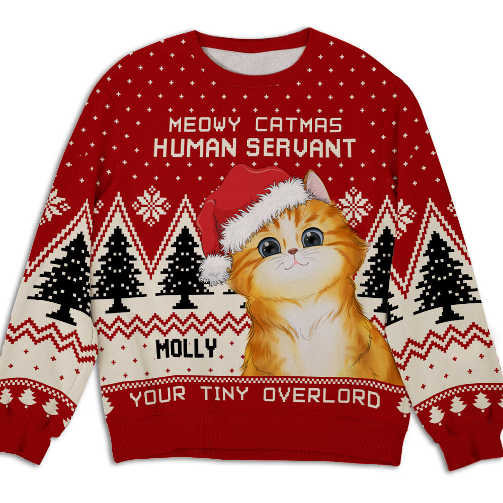Favorite Human Servant - Personalized Custom All-Over-Print Unisex 8.8 oz Polyester Blend Sweatshirt for Pet Lovers