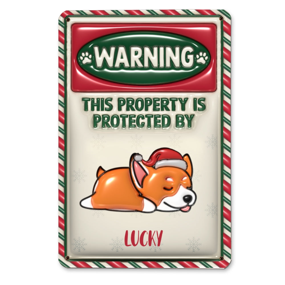 Personalized Custom 3D Inflated Effect Metal Sign - Protect Your Property This Christmas
