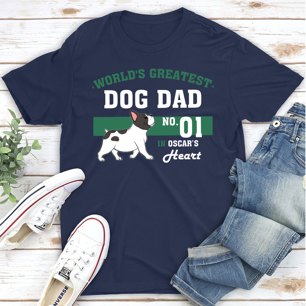 Dog Dad No.1 - Personalized Custom Unisex 5.3 oz Heavy Cotton T-Shirt