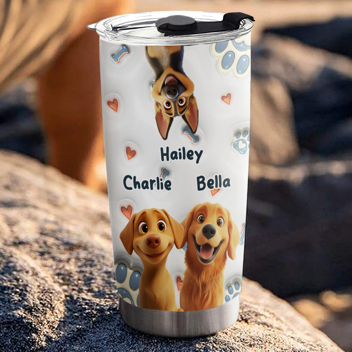 Oh My Dogs Are Adorable - Personalized Custom 3D Inflated Effect 20oz Stainless Steel Tumbler for All Occasions