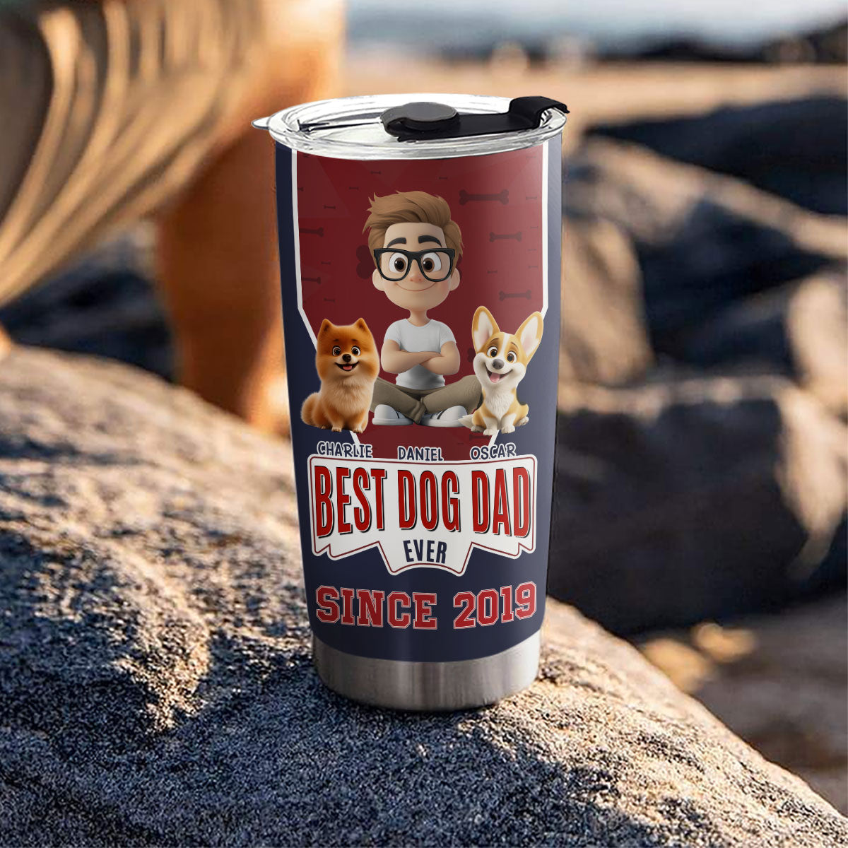 Best Dog Dad Since - Personalized Custom 20oz Stainless Steel Tumbler with Thousands of Cool Designs
