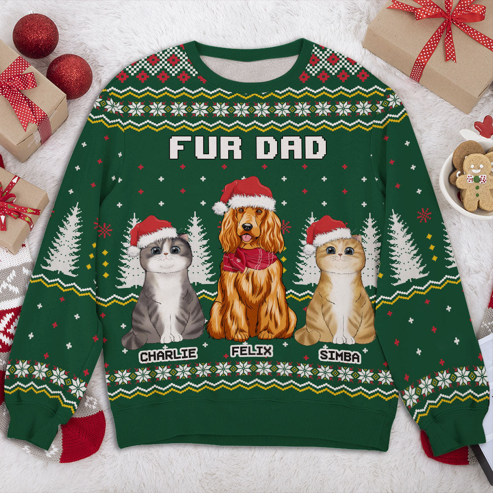 Christmas Pet Pattern - Personalized Custom All-Over-Print Unisex 8.8 oz Polyester Blend Sweatshirt