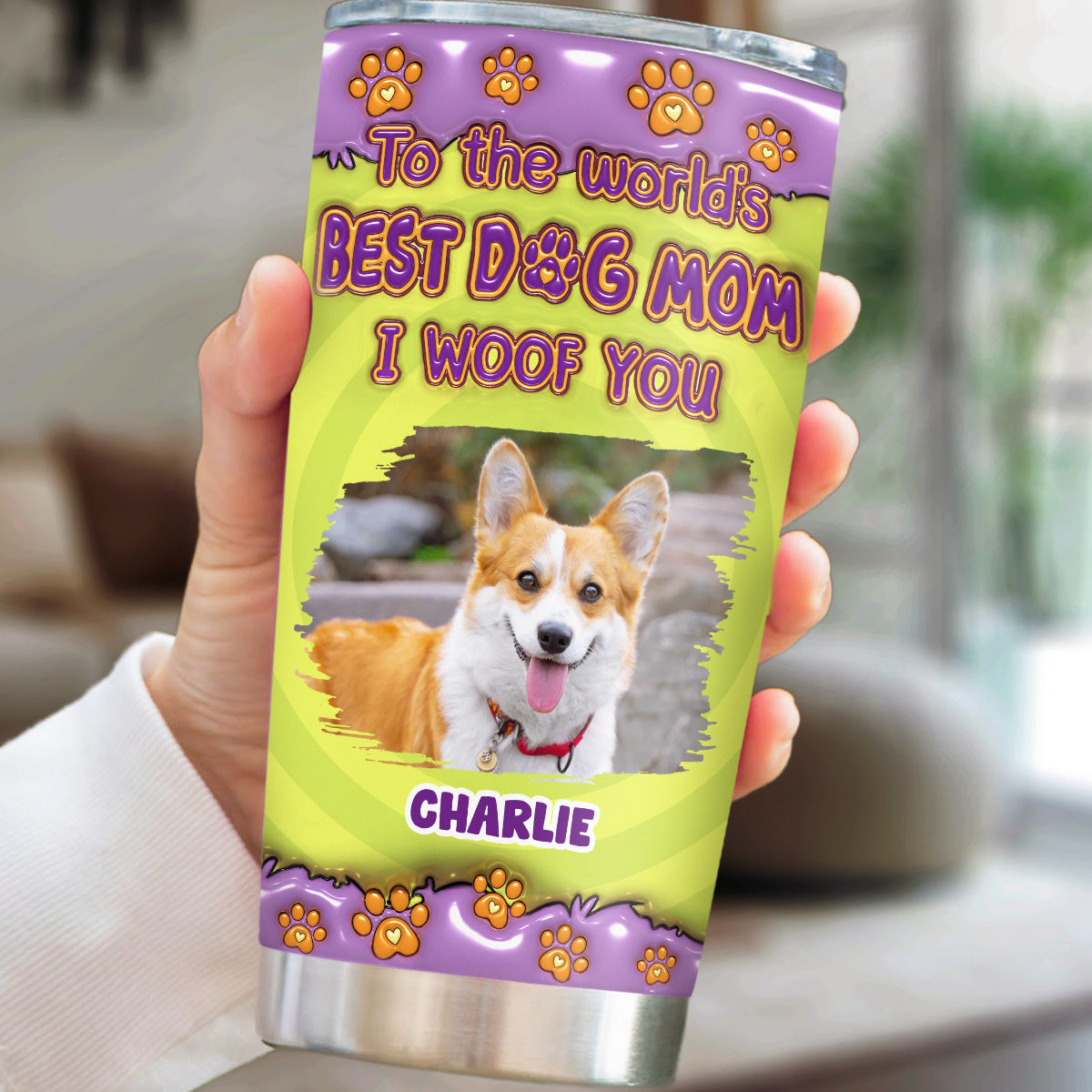 To The World's Best Dog Mom - Personalized Custom 3D Inflated Effect 20oz Stainless Steel Tumbler with Thousands of Cool Designs