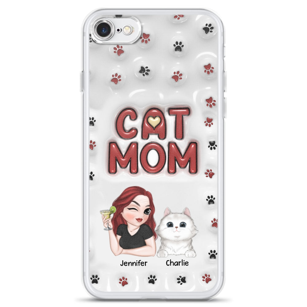 Adorable Cat Mom Personalized 3D Inflated Effect Custom Phone Case for Smartphones