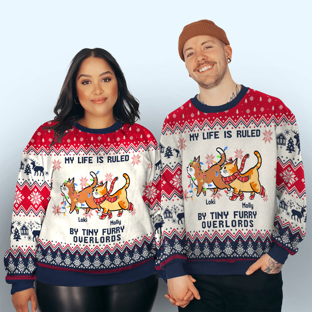 Tiny Furry Overlord - Customizable All-Over-Print Polyester Blend Unisex 8.8 oz Sweatshirt for Pet Lovers