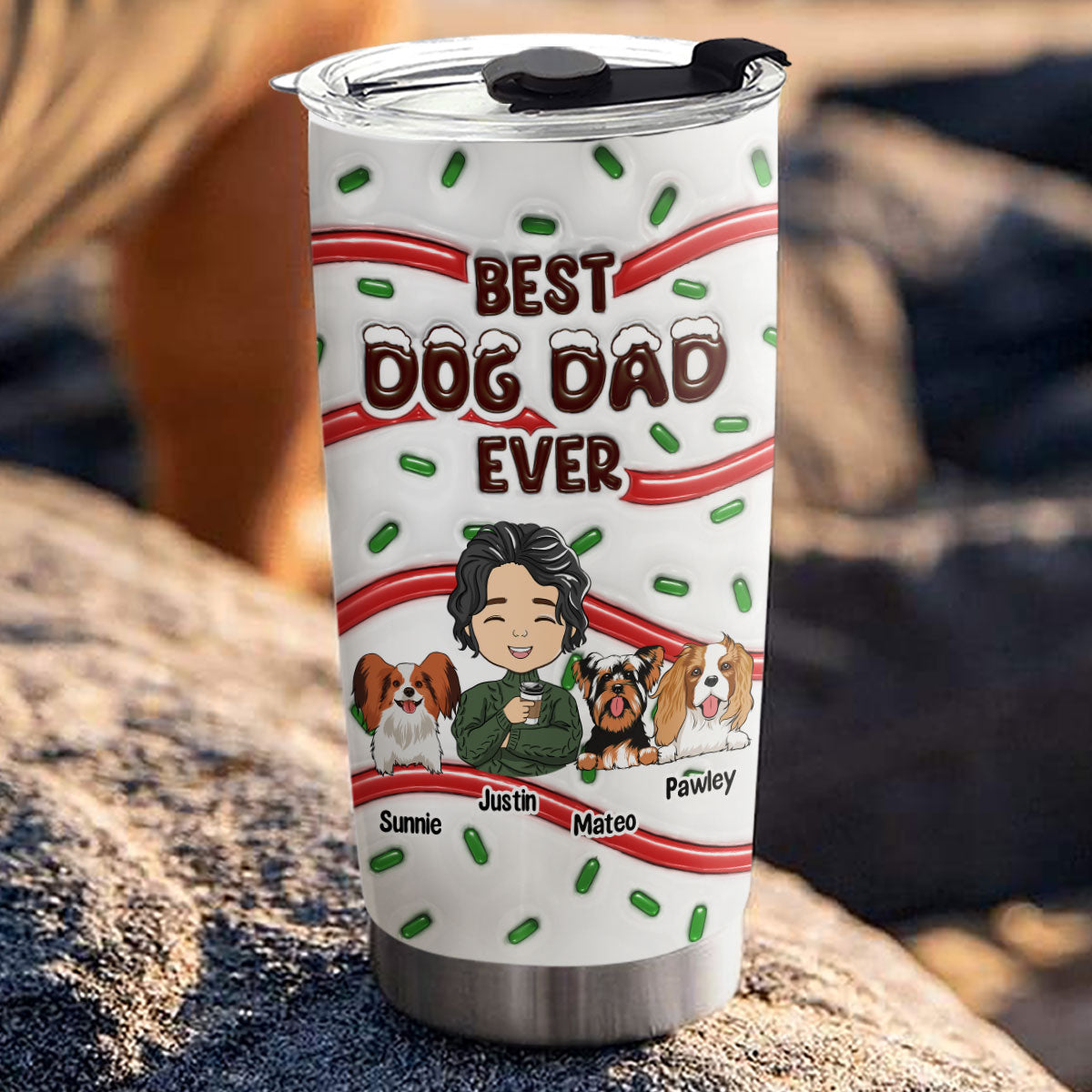 Top-Rated Personalized Custom 3D Inflated Effect Tumbler for Dog Dads and Moms