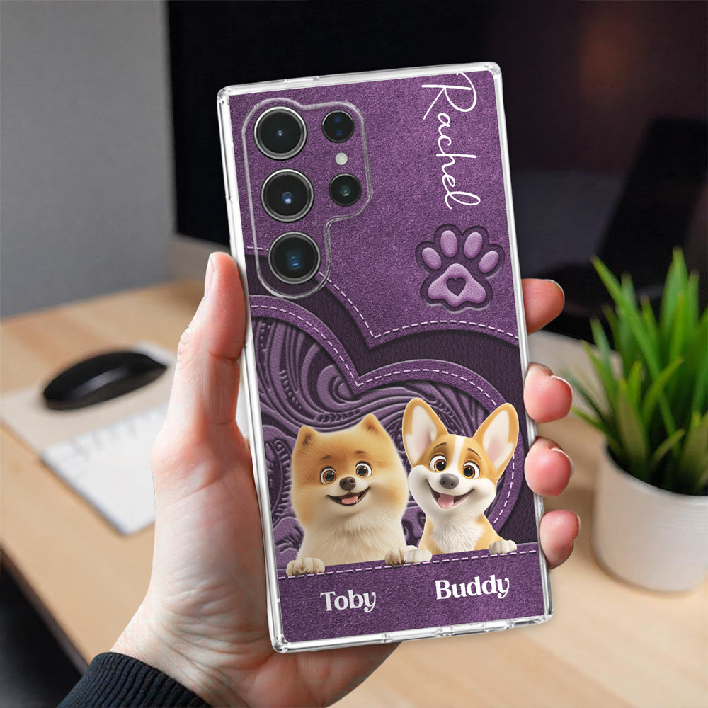 Adorable Dog Cartoon Personalized Custom Leather Phone Case