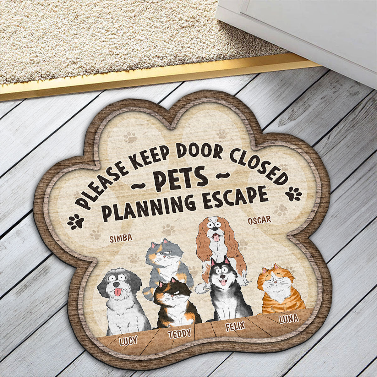 Personalized Custom Pets Planning Escape Doormat for Pet Lovers
