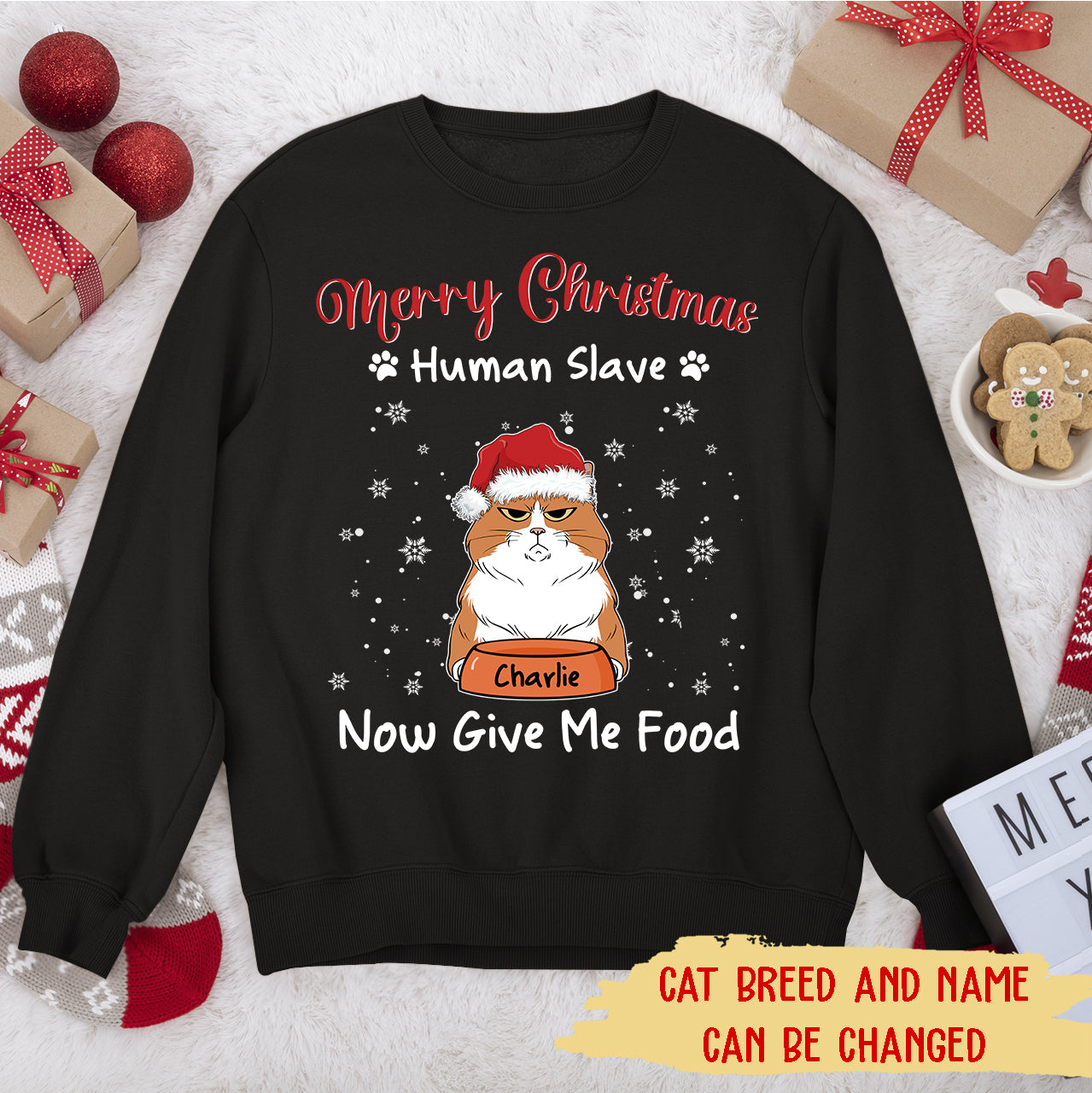Merry Christmas Personalized Custom Unisex 8.0 oz Human Slave Sweatshirt for Pet Lovers