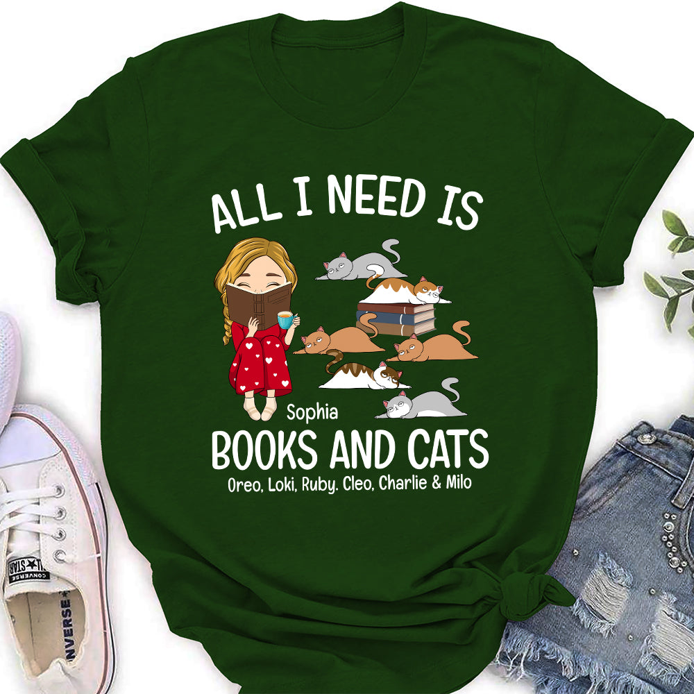 Books And Cats - Exclusive Personalized Custom Women's T-Shirt for Pet Lovers