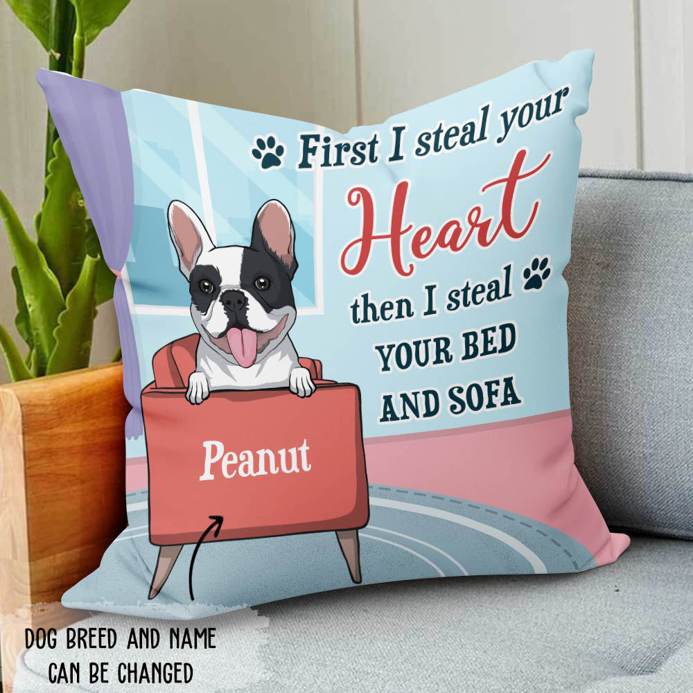 Steal Your Heart - Personalized Custom Linen Throw Pillow in 12' x 12' and 18' x 18' Sizes