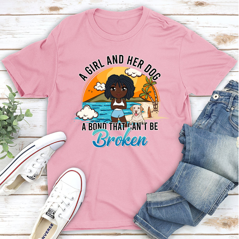 Girl And Dog 1 - Personalized Custom Unisex 5.3 oz T-shirt for Pet Lovers