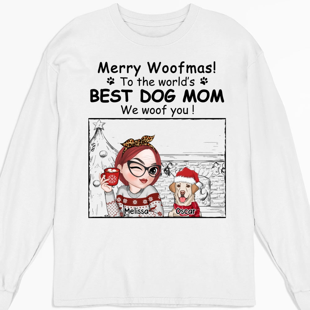 Best Dog Mom Christmas - Personalized Custom Long Sleeve T-shirt for Pet Lovers
