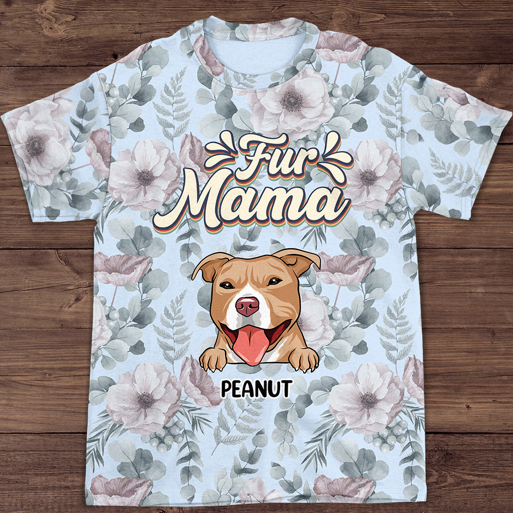 Fur Mama Flower - Exquisite Personalized Custom All-over-print T-shirt for All Occasions