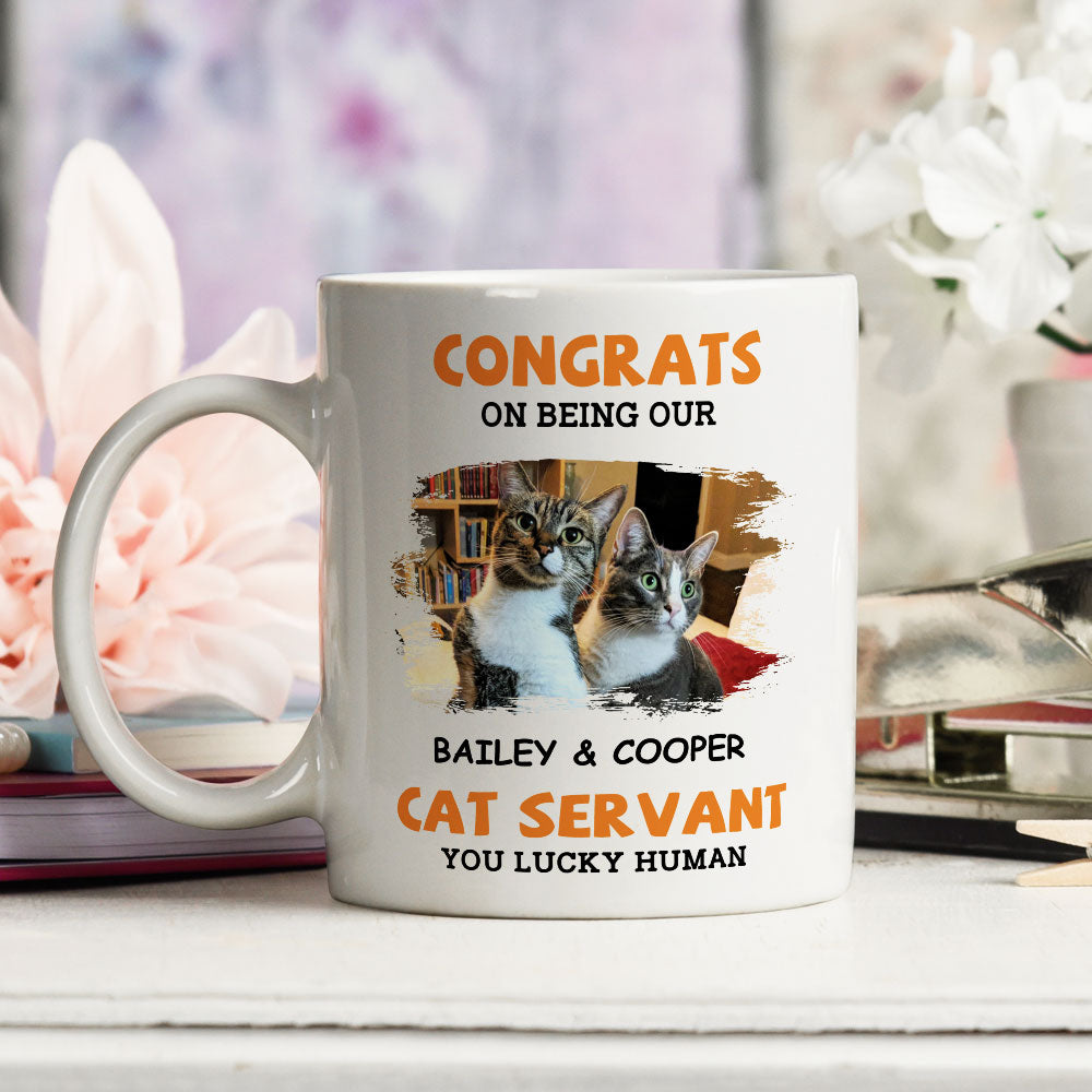 Exclusive Congrats Cat Servant Personalized Custom Coffee Mug for Pet Lovers