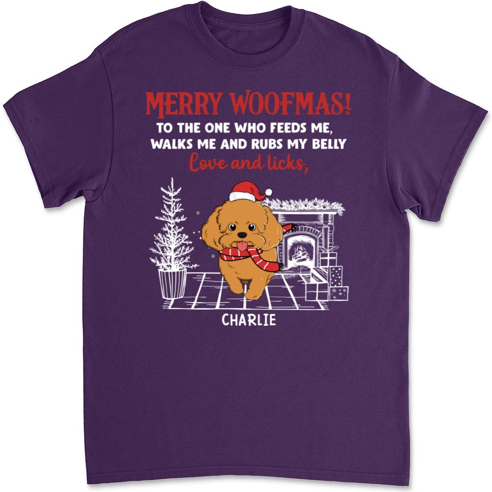 Love And Licks, Merry Woofmas - Personalized Custom Unisex 5.3 oz T-shirt for Pet Lovers