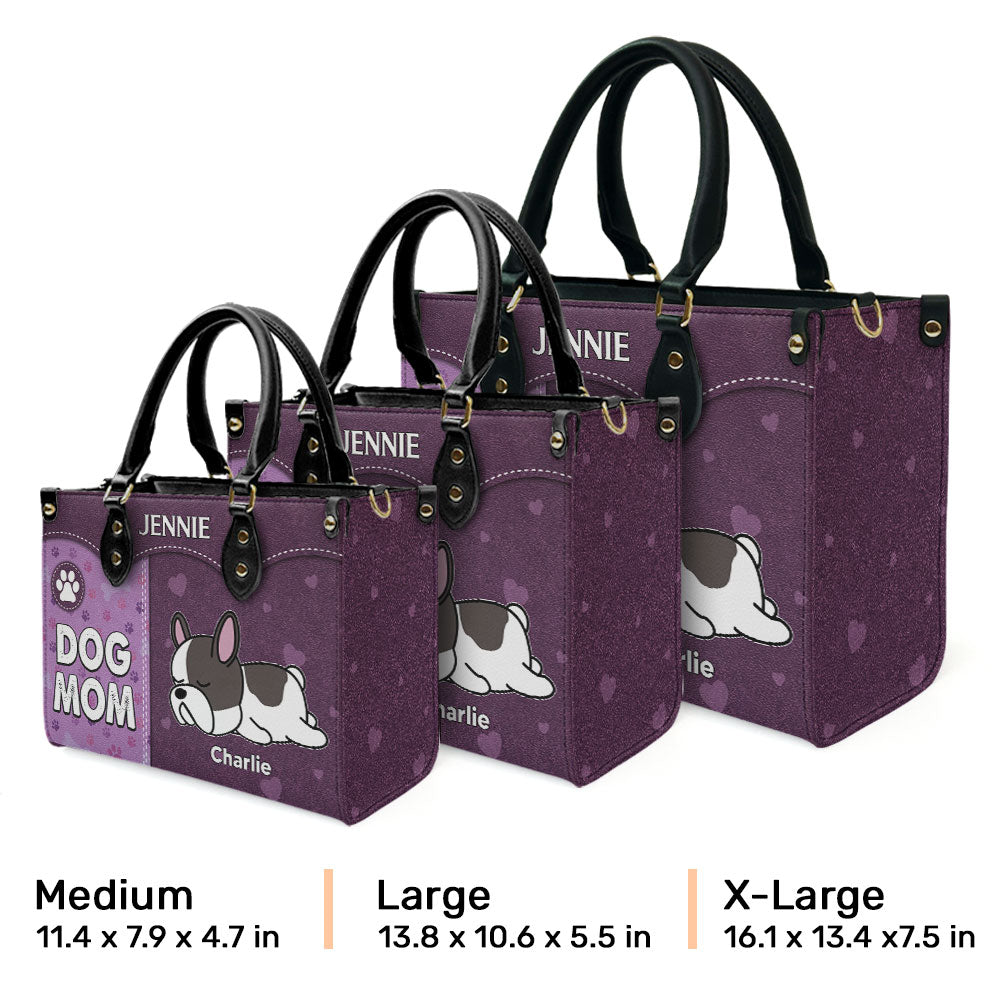 Personalized Custom Leather Bag for Dog Moms with Paw Print Design
