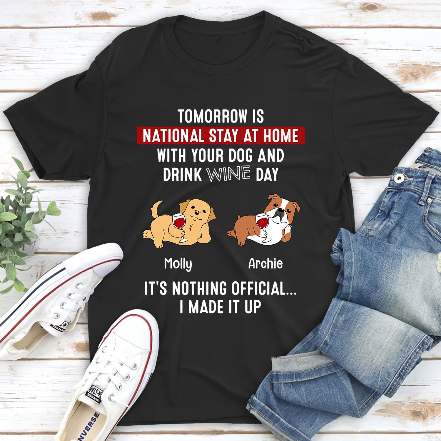 National Stay At Home - Personalized Custom Unisex 5.3 oz T-shirt for Pet Lovers