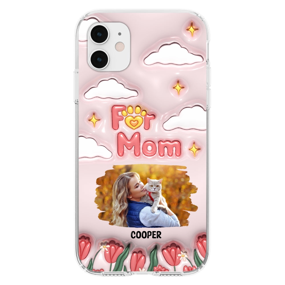 Personalized Custom 3D Inflated Effect 'I Love My Fur Mom' Photo Phone Case - Stylish and Protective