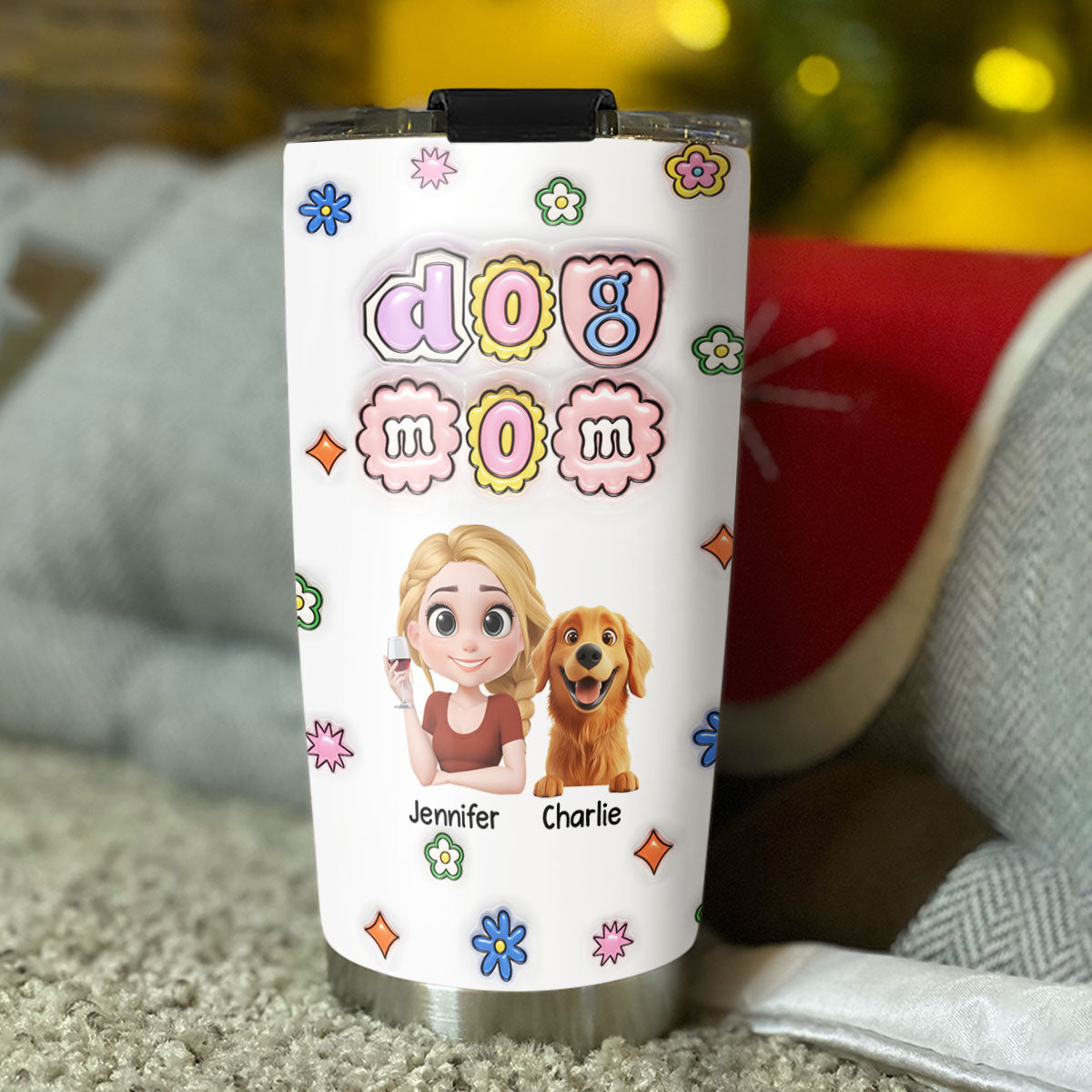 Personalized 3D Inflated Effect Chibi Dog Mom Tumbler - Ideal for Every Occasion