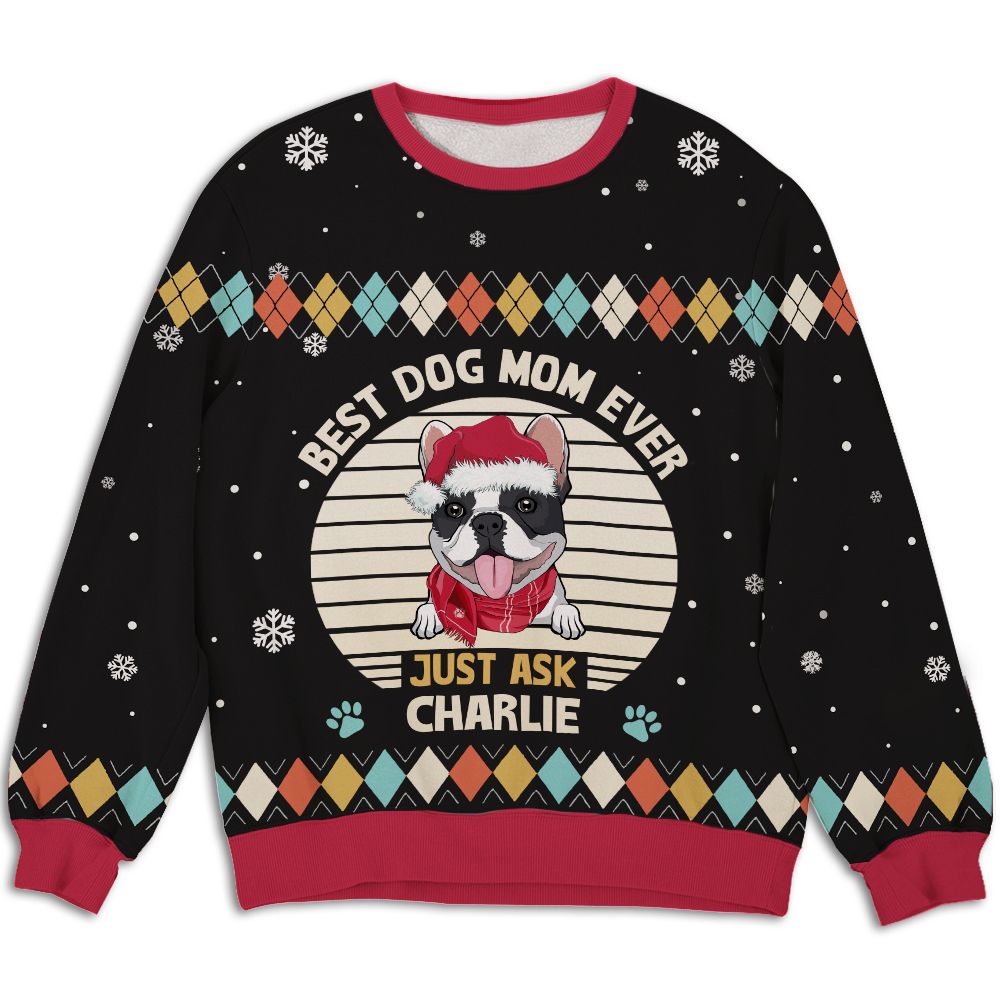 Best Dog Dad/Mom Ever - Personalized Custom All-Over-Print Unisex 8.8 oz Polyester Blend Sweatshirt for Pet Lovers