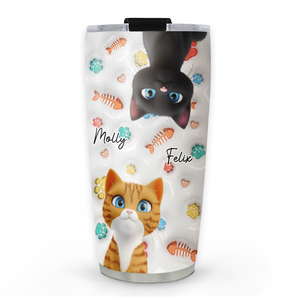 Adorable Cute Cat Baby Personalized Custom 3D Inflated Effect 20oz Stainless Steel Tumbler