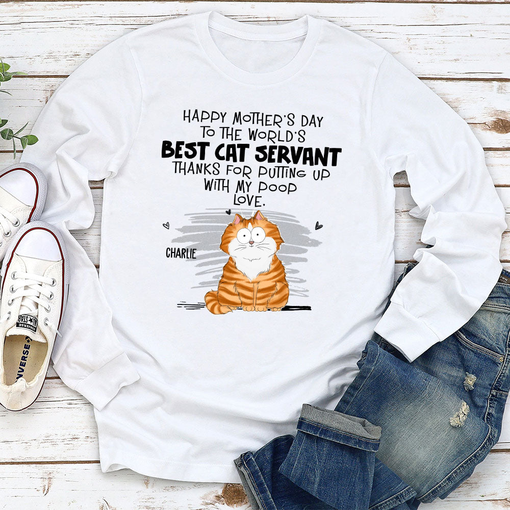 Top-Rated Personalized Custom Long Sleeve Cat Servant T-shirt for Pet Lovers